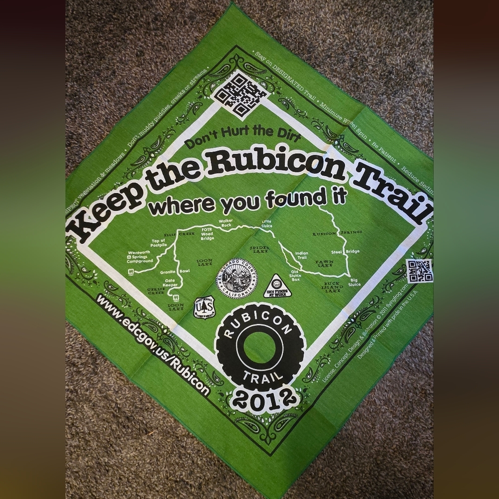 Green Rubicon Trail Bandana/flag 2012 NEW NO DEFECTS Collectible - Picture 2 of 4